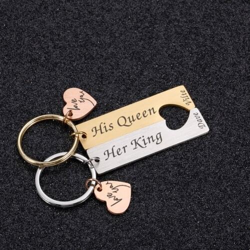 Valentine Day Customized Couples Keychain Boyfriend Girlfriend Key chain Husband Gift Women Men KeyChain Key Chain For Car Keys