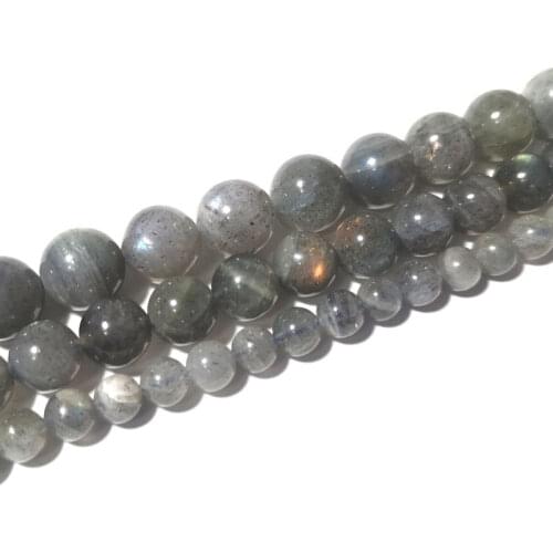 Natural Grey Labradorite Purple Light Stone Beads Loose Round Gemstone For Jewelry Making DIY Bracelet Handmade Accessories