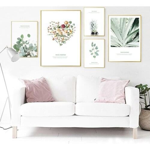 Flower Plant Leaf Picture Home Decor Nordic Canvas Painting Wall Art Print Modern Fresh Poster Decor Painting for Living Room