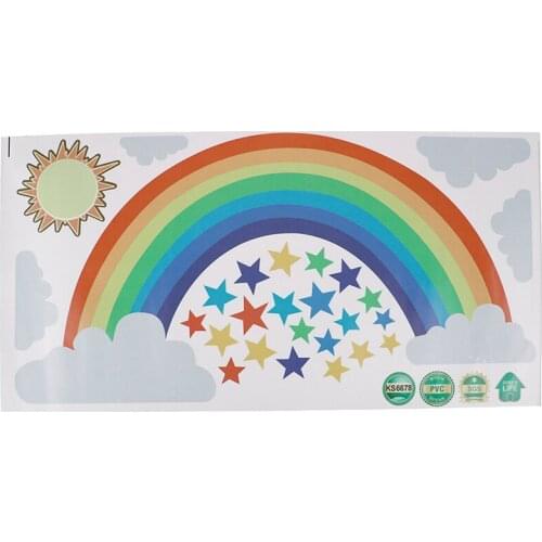 Home DIY Decoration Rainbow Stars Wall Sticker Art Murals Removable Wallpaper Kids Bedroom Nursery Window Decals