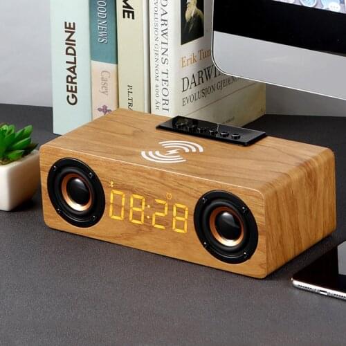 Home Theater Alarm Clock Multi-function Subwoofer Wooden TV Soundbar Wireless Column Bluetooth Speaker for Computer Speakers AUX