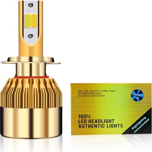 Double Color Car Led Headlights Yellow and White Double Light Car Modified Far and Near Headlights