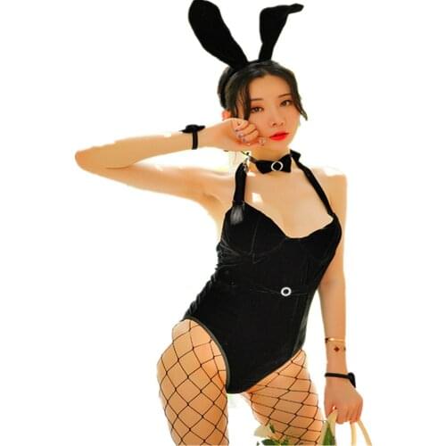 Black Red Rabbit Girl Sexy Uniform Underwear with Tail Role-playing Erotic Lingerie Bunny Costumes Cosplay Clubwear Party Kawaii