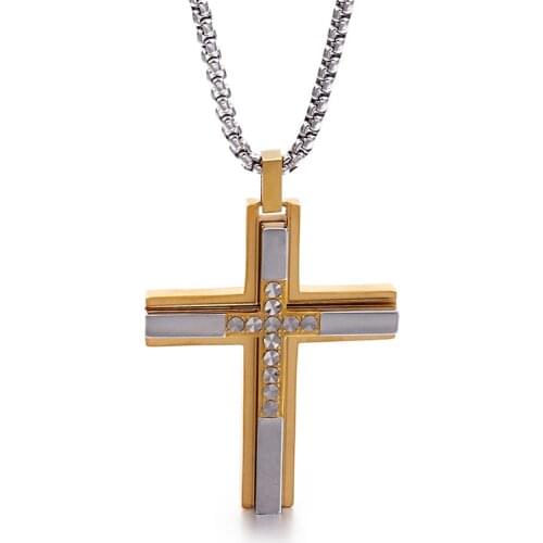 European and American religious believers titanium steel cross mens necklace jewelry