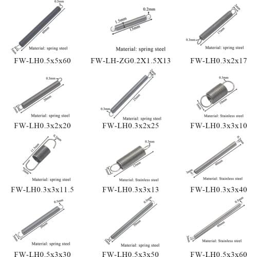 FUMAO 50Pcs/Lot Custom Wire Diameter 0.2-0.5MM Outer Diameter 1.5-5MM Small Extension Spring