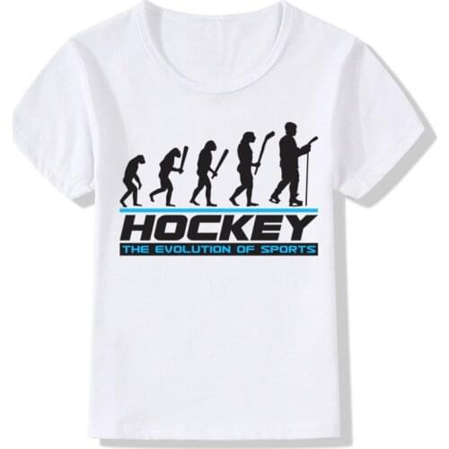 Boys&Girls Evolution Of Ice Hockeyer T-shirt Children Short Sleeves Summer Casual T shirt Kids Tops Tees Baby Clothes