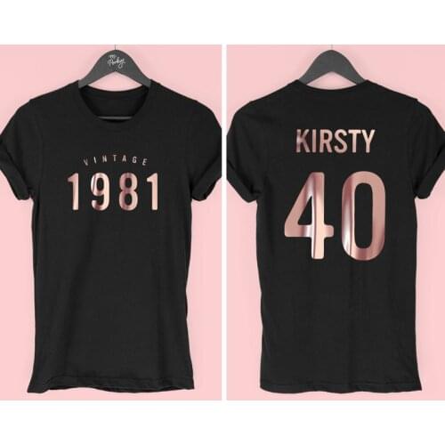 Ms. 1981 40th birthday T-shirt, Ms. year 1981 40th birthday gift to her lady cotton t-shirts custom name date