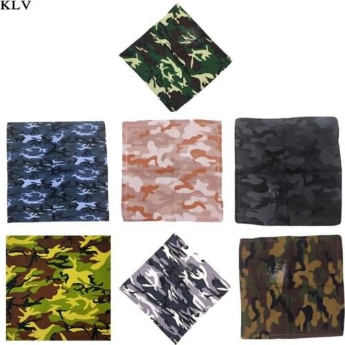 Unisex Camouflage Print Cotton Bandanas Military Tactical Headwrap Outdoor Jungle Wristband Sports Cycling Square Scarf Headwear