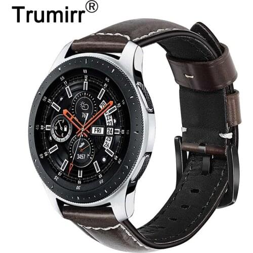 Imported Genuine Leather Watchband 22mm for Samsung Galaxy Watch 46mm / Gear S3 / Gear 2 Neo Live Band Quick Release Strap Belt