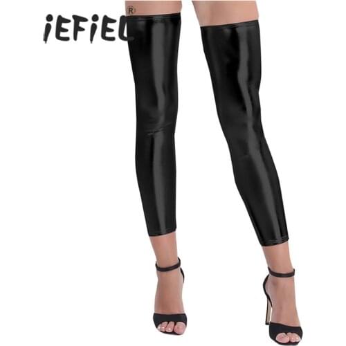 1 Pair of Ladies Women Wetlook Shiny Stretchy Footless Thigh-high Tights Stockings Costumes Stage Performance for Fashion Womens