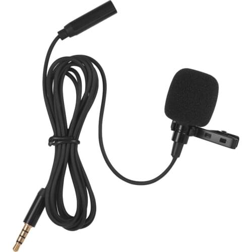 Mini Clip-on Lapel Lavalier Condenser Microphone Mic with 3.5mm Headphone Output Jack for Smartphone Camera Computer PC Laptop