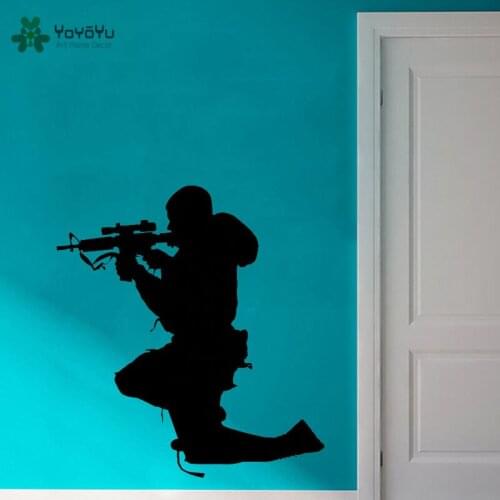 Cool Soldier Sniper Silhouette Wall Mural Military Series Art Vinyl Wall Decals Home Decoration Boys Room Club Wall StickerW-940