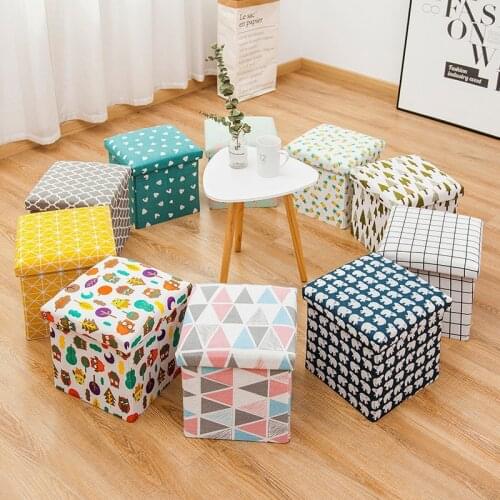 Multifunction Non-woven Folding Storage Stool Sit Bench Footstool Shoes Stool Kids Books Toys Storage Box Organizer 30*30*30cm