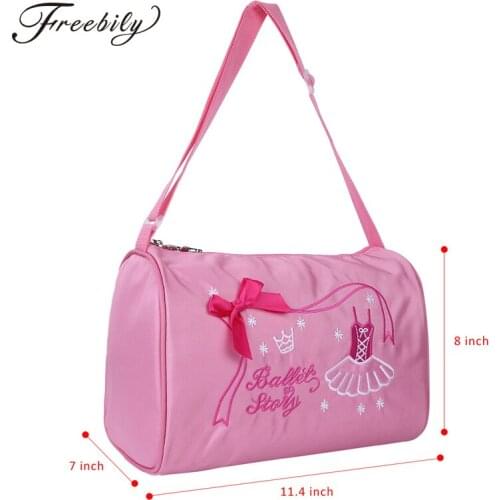 Fashion Kids Girls Ballerina Dance Ballet Bag Shoulder Duffel Bag with Zipper Lightweight Cute Girls Adorable Ballet Dance Bags