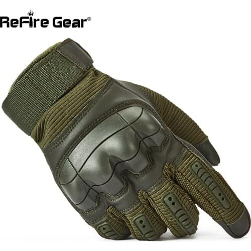 ReFire Gear Mens Full Finger Military Tactical Gloves SWAT Army Combat Paintball Shoot Gloves Man Shell Knuckles Bicycle Gloves