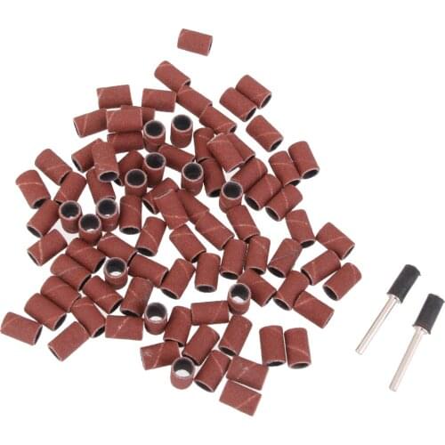 100pcs 1/4 Inch Bands Kit with 2 Sanding Roller Arbors for Lathe Tools Sanding