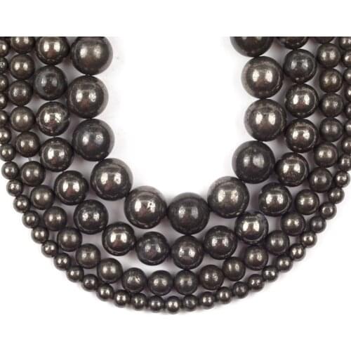 Natural Smooth Pyrite Stone Beads For Jewelry Making Needlework DIY Bracelet Accessories Spacer Loose Spacer Beads 4/6/8/10mm