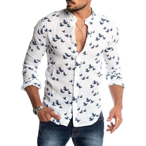 Newest Mens Fashion Casual Duck Printed Shirts Autumn Button Placket Korean Cut Collar Long Sleeve Male Social Business