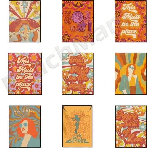 Retro decoration, 70s art, flower power, color art prints, hippie prints retro posters, bohemian home decor wall posters, everyt