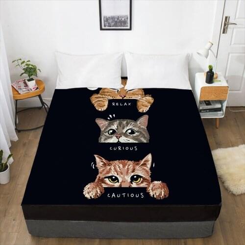 Luxury Elastic fitted sheet bed sheet With An Elastic Band Mattress Cover 150x200/160x200 Bed cover for home animal Eyes