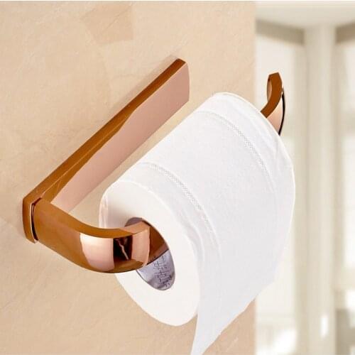 Rose Gold Square Toilet Paper Roll Holder Wall Mounted Bathroom Toilet Tissue Paper Holder Bath Accessory KD701
