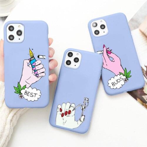 Girls Bff Best Friends Forever Phone Case for iPhone 12 mini 11 Pro Max X XR XS 8 7 6s Plus Candy purple Silicone cover