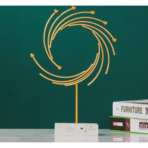Nordic Iron Abstract Whirlwind Ornament Creative Light Luxury Metal Home Decor Porch Cabinet Desktop Golden Miniature Sculpture