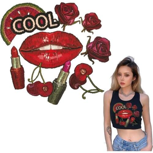 Sex Red Lip Patch Rose Iron On Transfer Patches Iron Transfer Patches For Clothing Stripes Vinyl Badge Applique On Clothes патчи