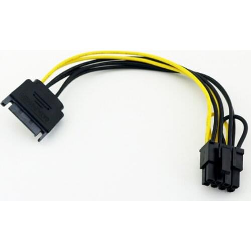 1pc SATA 15 Pin Male to PCI-E Express 6+2 Pin 8 Pin Female Video Power Adapter Connector Cable 20cm