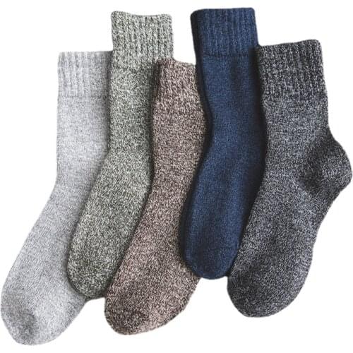 10prs/lot Autumn and Winter Accessories Solid Color Warm and Thick Mens Wool Socks