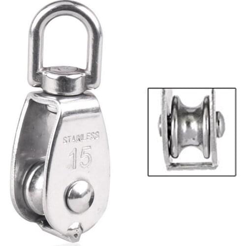 10Pcs 304 stainless steel M15 Pulley Steel Wire Pulley Swivel Hook Single Wheel Swivel Lifting Rope Pulley Block For Wire Rope