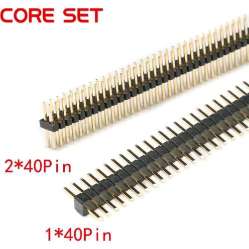 10pcs/lot 1.27mm 1*40 2*40 Pin pin header male pitch Male Single/Double Row Pin Header Strip Gold Plated Copper connector