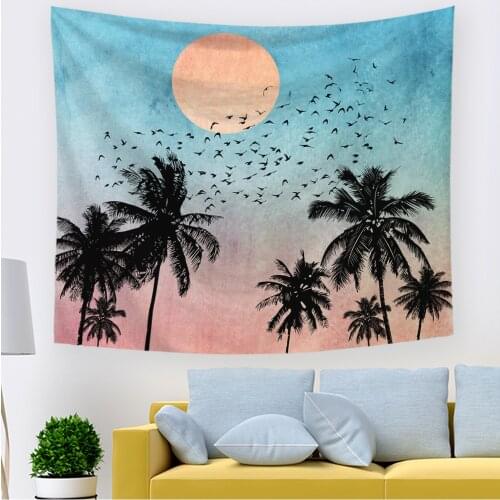 2021 Tapestry Tree Bird Sun Wall Tapestry Decor Nature Scenery Bohemian Tapestry for Dorm Rooms Bedrooms Living Room59" x 51"