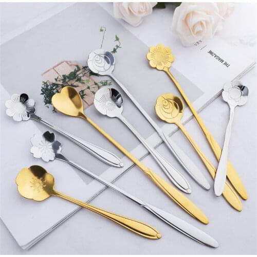 2020 Stainless Steel Coffee Spoon Long Handle Tea Dessert Coffee Spoons Kitchen Hot Drinking Flatware Mini Spoon Drop Shipping
