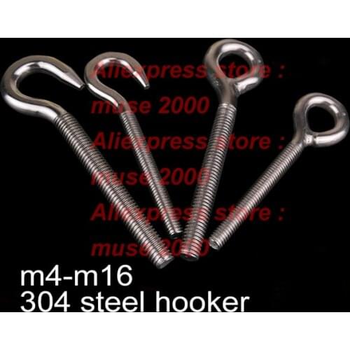 304 steel eye bolt m4 m5 m6 m8 1m0 m12 m16 ring hook Screw O ring head Machinery Shoulder Lifting twist wire rope hanger