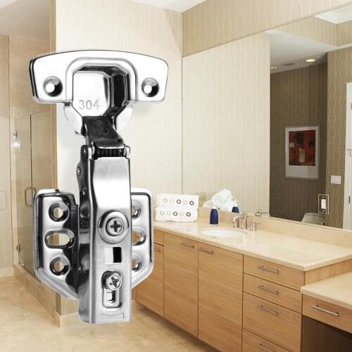 5Pcs Stainless Steel 1.2mm Fixed Hydraulic Soundless Door Cabinet Hinges Damper Buffer Soft Close Hinge for Cupboard Furniture