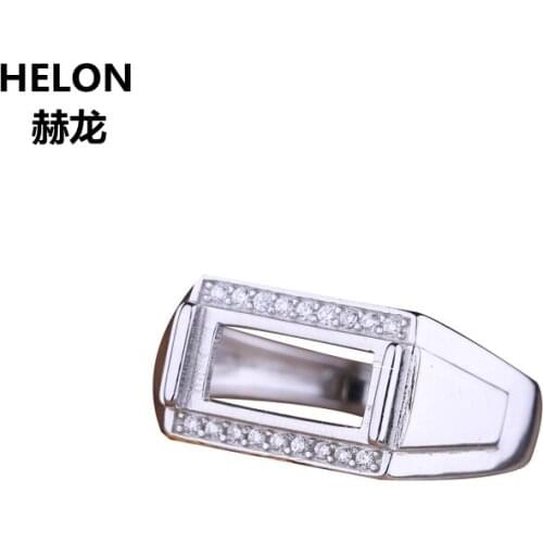 925 Sterling Silver 6x11mm Princess Cabochon Semi Mount Engagement Wedding Ring Adjustable Wholesale