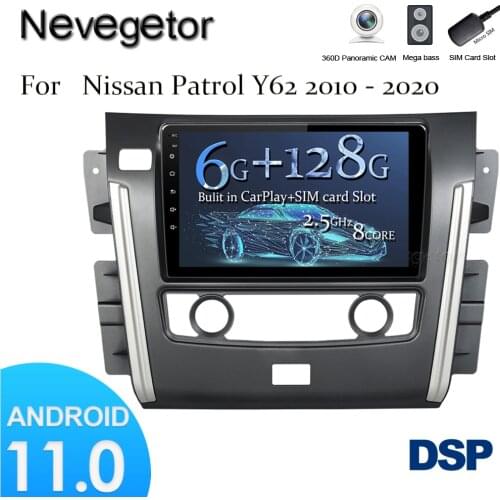 Android 11 Car DVD For Nissan Patrol Y62 2010 - 2020 6G+128G Car Multimedia Player Touch Screen Car Radio GPS Navigation Stereo