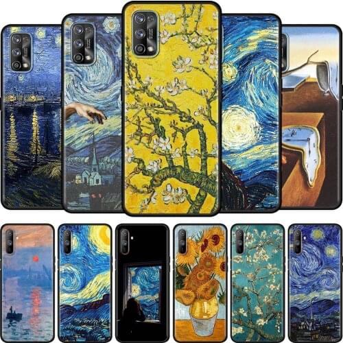 Black Soft Case For Realme 6 7 Pro C3 5 8 XT GT Neo X50 C15 C11 C21 C25 7i Luxury Shockproof Phone Cover Van Gogh Art Aesthetics