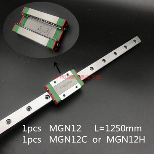 Linear Rail Cnc Router Parts 12mm Linear Guide Mgn12 L= 1250mm Rail Way + Mgn12c Or Mgn12h Long Carriage For Cnc X Y Z Axis
