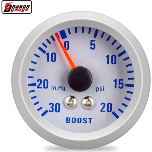 Dragon 52mm Auto Car Turbo Boost 0-20 PSI And -30-0 In.Hg Vacuum Clock Gauge Turbin Blue Backlight Mete Free Shipping