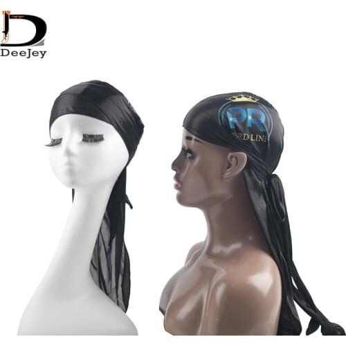 Custom logo unisex men women durag long tail headwrap 2021