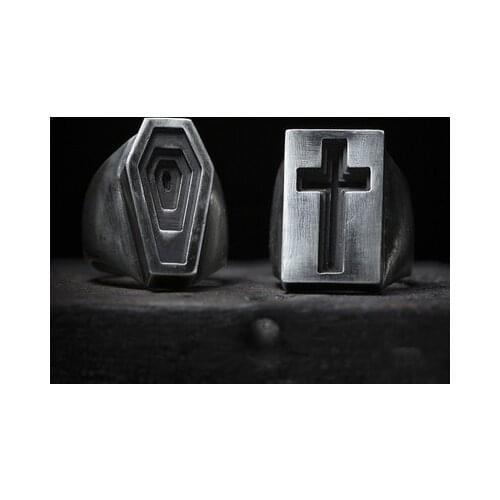 Retro Dropshipping Cross Men Lucky Jesus Rings Punk for Boyfriend Male Stainless Steel Amulet Jewelry Creativity Gift OSR608