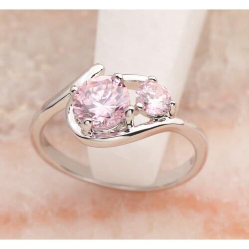Good Pink Kunzite 7*7mm Semi-precious Stone Silver Cool For Women Ring Q2016