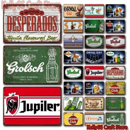 [ Kelly66 ] Havana Club Jupiler Orval Grolsch Dutch Belgian Beer Tin Art Metal Sign Home Decor Painting 20*30 CM Size Dy219