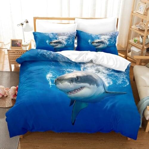 Dolphin Shark Bedding Set Single Twin Full Queen King Size Ocean Fish Bed Set Childrens Kid Bedroom Duvetcover Sets 3D Print 13