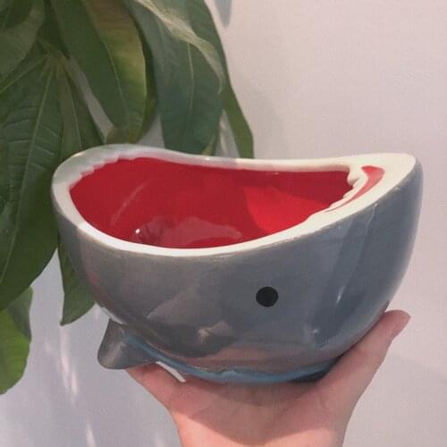 Creative Shark Bowl Single High Capacity Personality Household Decoration Ceramic Bowl Cartoon Fruit Food Snack Storage Box Bowl