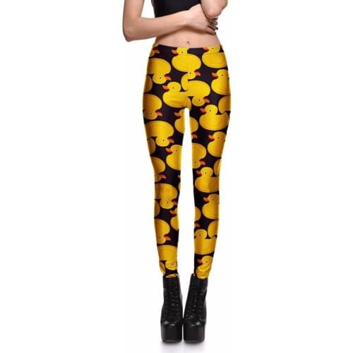 Wholesale new leggings yellow ducks funny European women leggings pants hot stretch pants