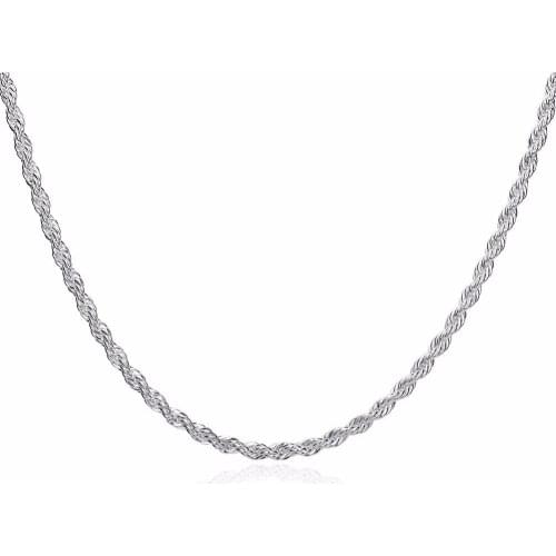 Best seller 925 sterling silver jewelry 3mm classic distorted fashion rope chain personalized DIY necklace free shipping