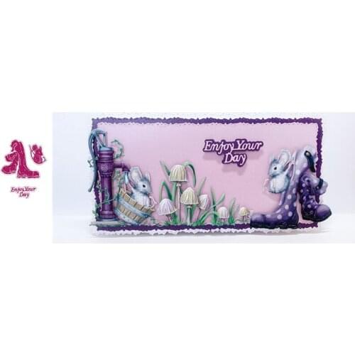 Mouse Beside A Pair Of Shoes Decoration Metal Cutting Die Scrapbooking Background DIY Decoration Craft Make Albums